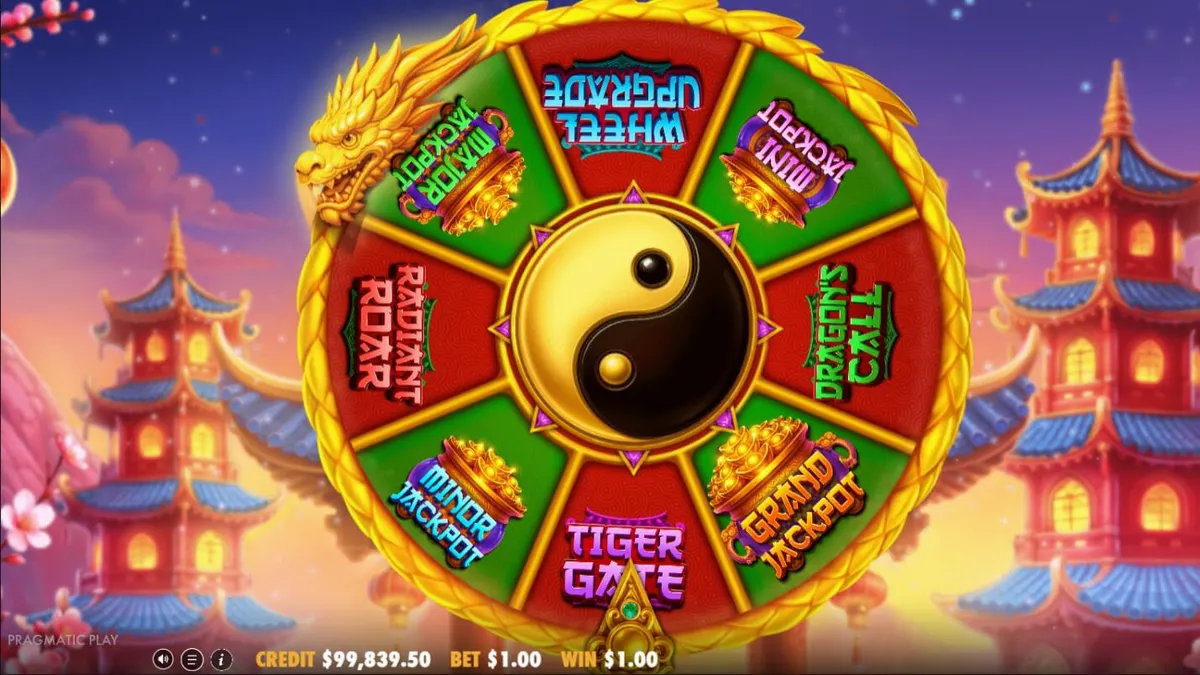 Tampilan visual slot Dragon Tiger Fortunes dengan elemen naga dan harimau yang megah