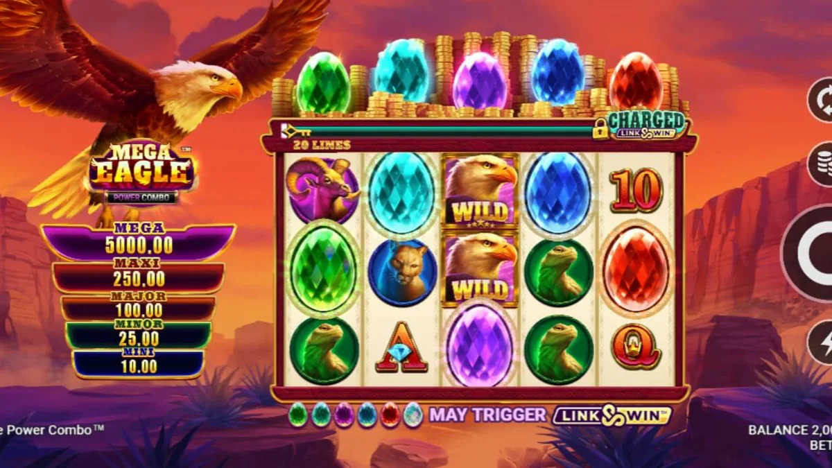 Pemandangan alam liar Amerika Utara dalam slot Mega Eagle Power Combo